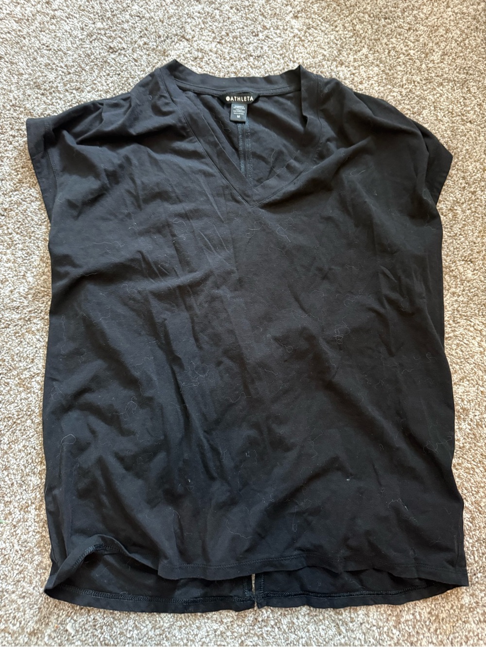 Athleta Black V-Neck Short Sleeve Tee